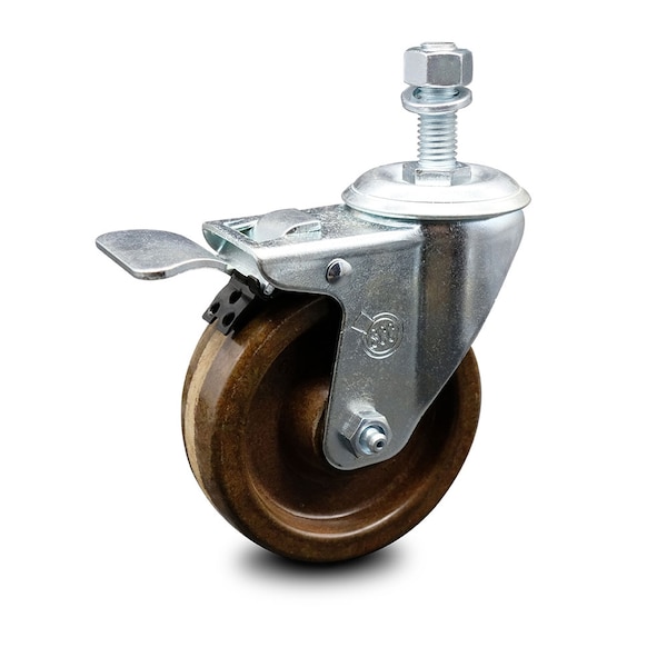 4 Inch High Temp Phenolic Wheel Swivel 1/2 Inch Stem Caster with Total Lock Brake